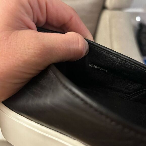 Vince Black Warren Leather Sneaker Platform Slide Sneaker Size 5M EU 35 Slip On - Picture 9 of 9